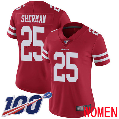 San Francisco 49ers Limited Red Women Richard Sherman Home NFL Jersey #25 100th Season Vapor Untouchable